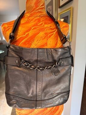 Coach F19722 Leather Metallic Crossbody Bag